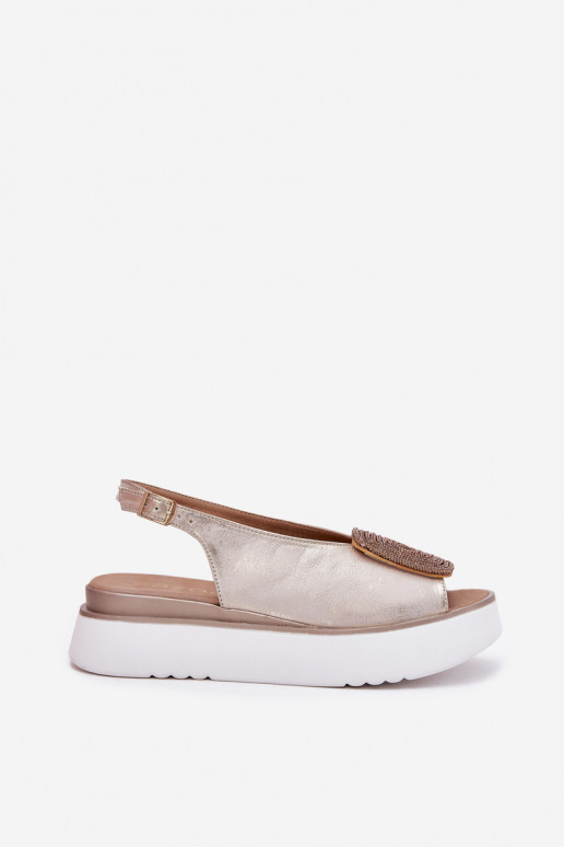 Zazoo 1786 Pealistesandaalid Pealiste omad platvormiga kaunistustega Kuldset värvi Przecierany Zazoo 1786 Pealistesandaalid Pealiste omad platvormiga kaunistustega Kuldset värvi Przecierany