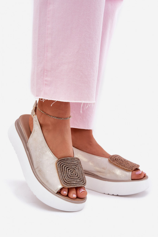 Zazoo 1786 Pealistesandaalid Pealiste omad platvormiga kaunistustega Kuldset värvi Przecierany Zazoo 1786 Pealistesandaalid Pealiste omad platvormiga kaunistustega Kuldset värvi Przecierany