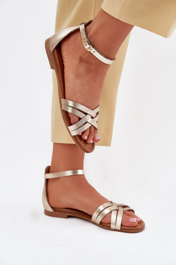 Pealistesandaalid Pealiste omad laiade nööridega Sellel onciejka 07029-25 Kuldset värvi