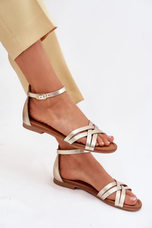 Pealistesandaalid Pealiste omad laiade nööridega Sellel onciejka 07029-25 Kuldset värvi Pealistesandaalid Pealiste omad laiade nööridega Sellel onciejka 07029-25 Kuldset värvi