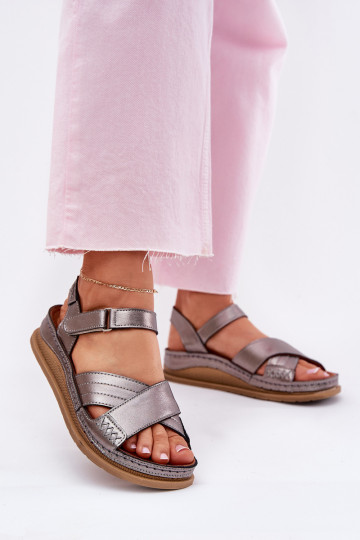 Pealistesandaalid Pealiste omad platvormiga Sellel onciejka L7064-35 halli värvi