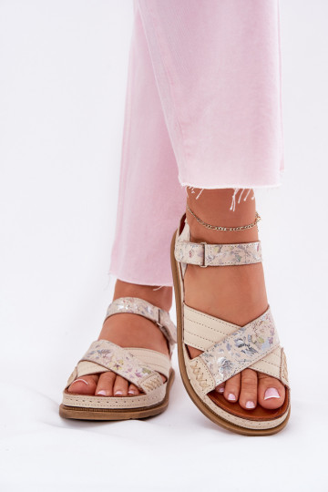 Pealistesandaalid Pealiste omad platvormiga Sellel onciejka L7064-37 Ecru