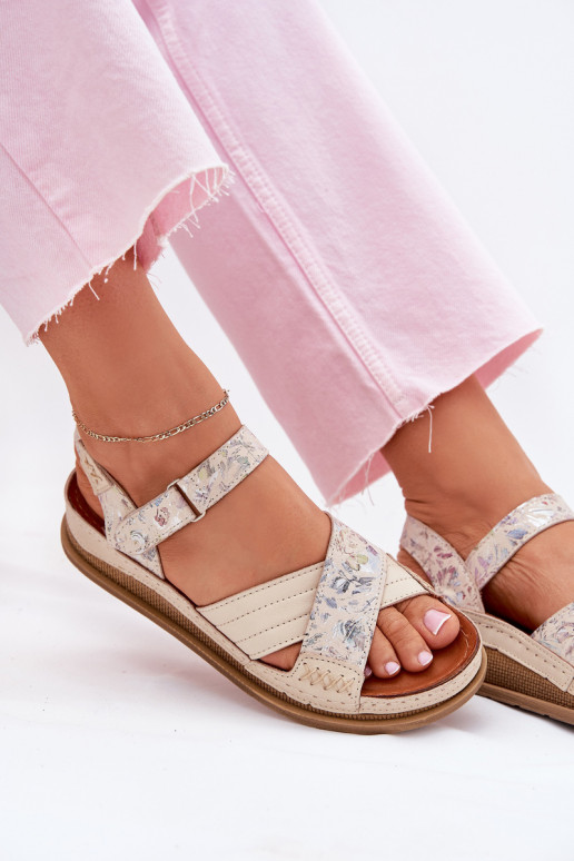 Pealistesandaalid Pealiste omad platvormiga Sellel onciejka L7064-37 Ecru Pealistesandaalid Pealiste omad platvormiga Sellel onciejka L7064-37 Ecru
