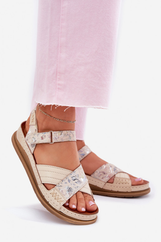 Pealistesandaalid Pealiste omad platvormiga Sellel onciejka L7064-37 Ecru Pealistesandaalid Pealiste omad platvormiga Sellel onciejka L7064-37 Ecru