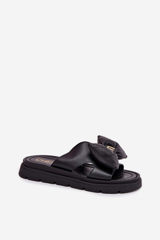 Plätud naturaalsest nahast Pealiste omad platvormiga lipsukesega CheBello 4647 msuud