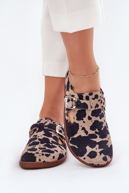 seemisnakhsed jalatsid Barefoot Pealiste omad neetide ja pandlaga Łaty Zazoo N1261 pruunid värvi-beeži värvi