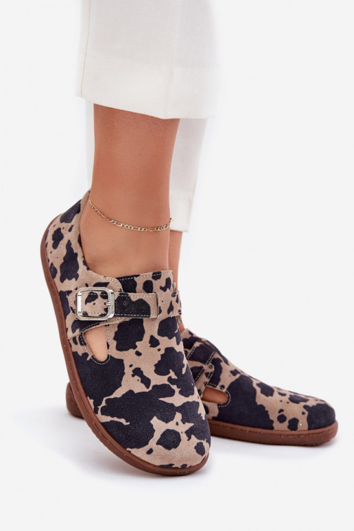 seemisnakhsed jalatsid Barefoot Pealiste omad neetide ja pandlaga Łaty Zazoo N1261 pruunid värvi-beeži värvi