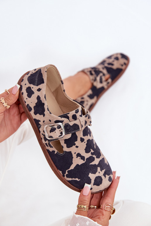 seemisnakhsed jalatsid Barefoot Pealiste omad neetide ja pandlaga Łaty Zazoo N1261 pruunid värvi-beeži värvi