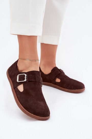 seemisnakhsed jalatsid Barefoot Pealiste omad neetide ja pandlaga Łaty Zazoo N1261 Czekoladosissee