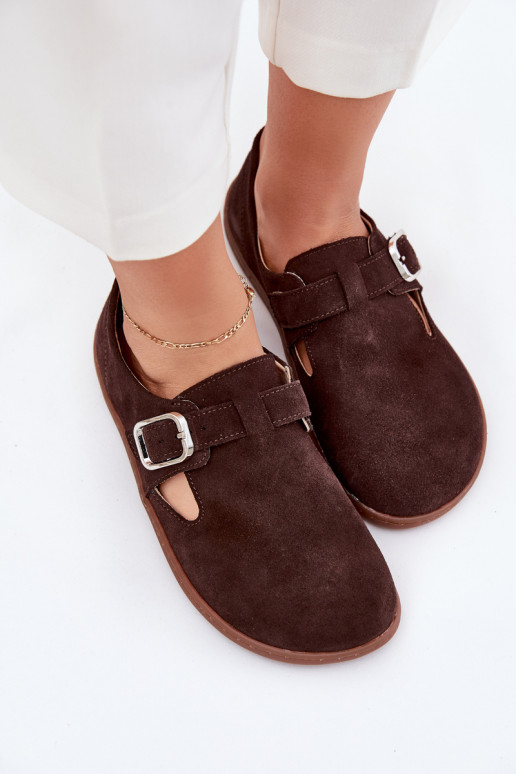 seemisnakhsed jalatsid Barefoot Pealiste omad neetide ja pandlaga Łaty Zazoo N1261 Czekoladosissee