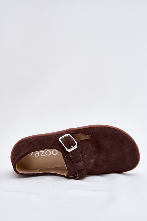 seemisnakhsed jalatsid Barefoot Pealiste omad neetide ja pandlaga Łaty Zazoo N1261 Czekoladosissee