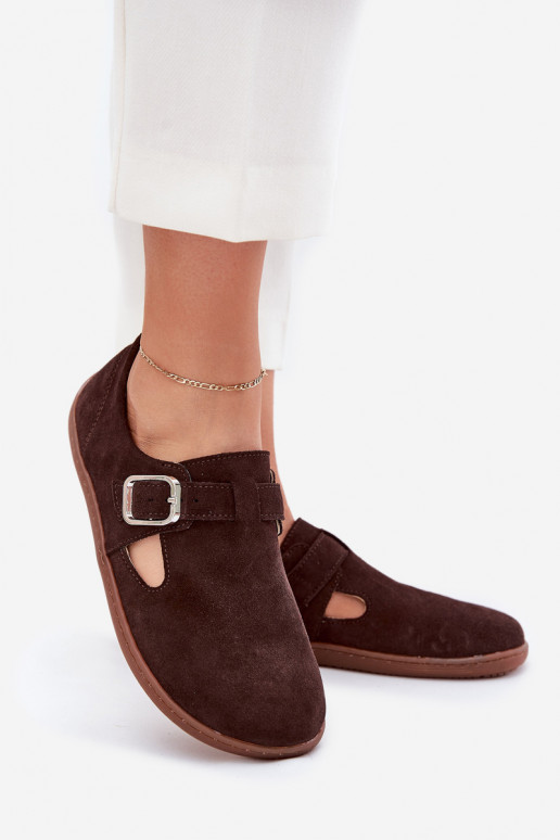 seemisnakhsed jalatsid Barefoot Pealiste omad neetide ja pandlaga Łaty Zazoo N1261 Czekoladosissee