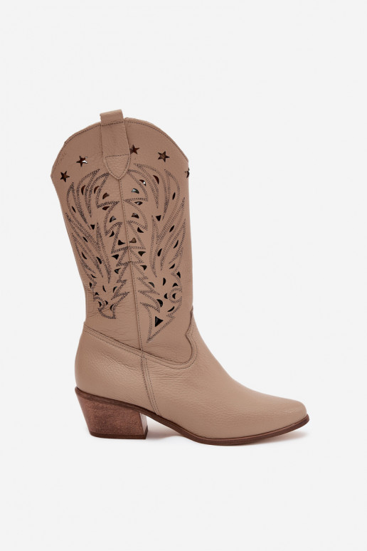 Pealhk pika säärega saapadAżurosisseą Cholesisseką Zazoo 3714 beeži värvi