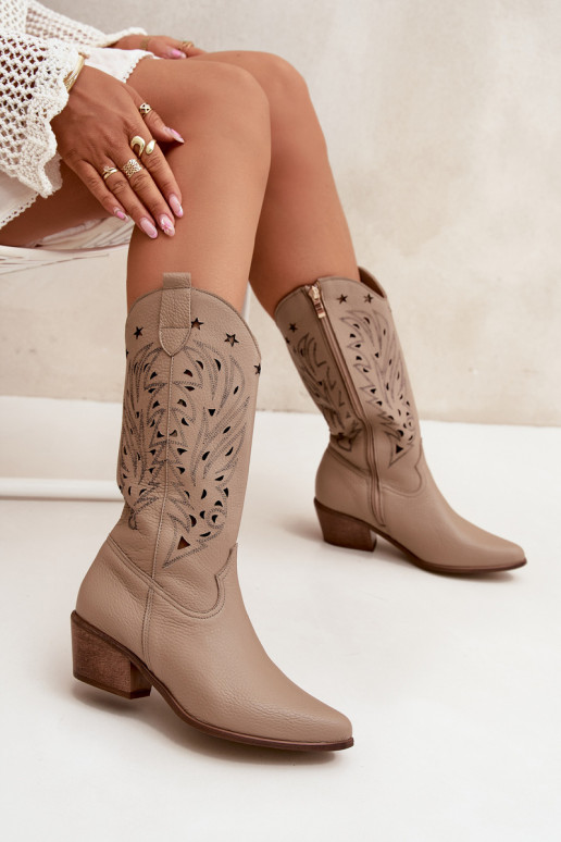 Pealhk pika säärega saapadAżurosisseą Cholesisseką Zazoo 3714 beeži värvi