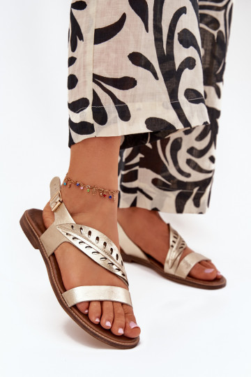 PealistesandaalidPealturalnej Skóry laiade nööridega Zazoo 3564 Kuldset värvi 2