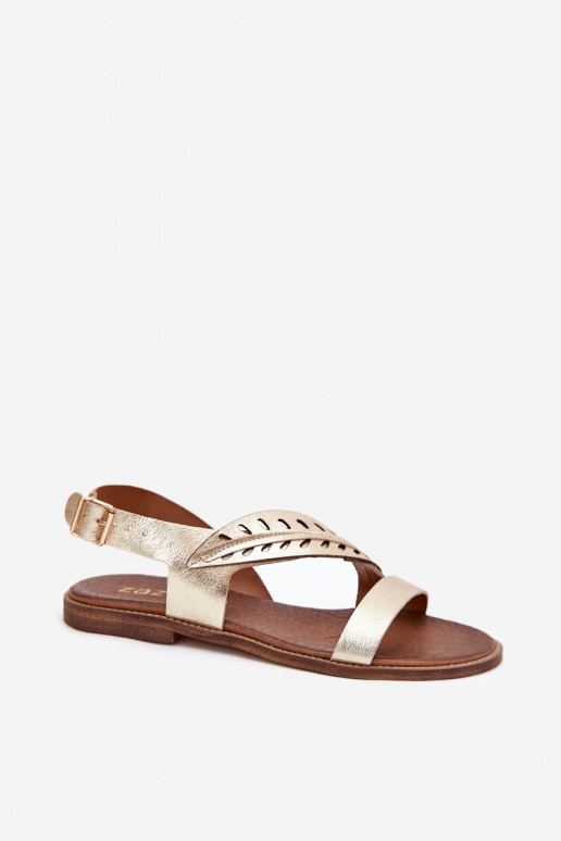 PealistesandaalidPealturalnej Skóry laiade nööridega Zazoo 3564 Kuldset värvi PealistesandaalidPealturalnej Skóry laiade nööridega Zazoo 3564 Kuldset värvi