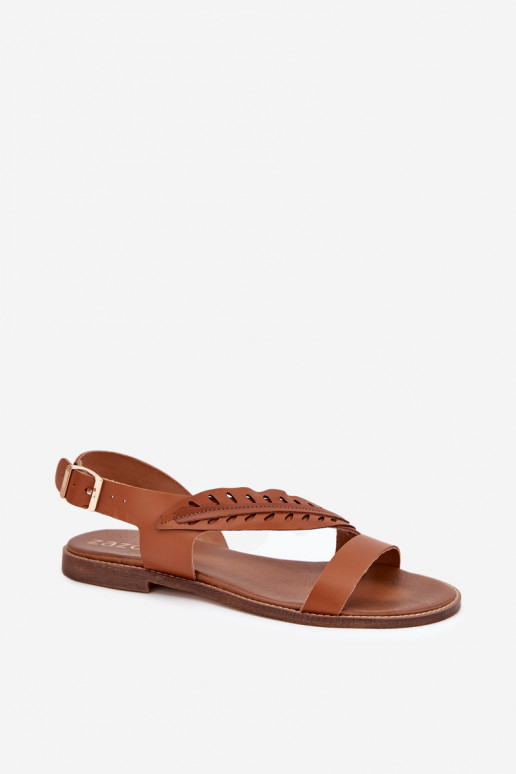 PealistesandaalidPealturalnej Skóry laiade nööridega Zazoo 3564 pruunid värvi PealistesandaalidPealturalnej Skóry laiade nööridega Zazoo 3564 pruunid värvi