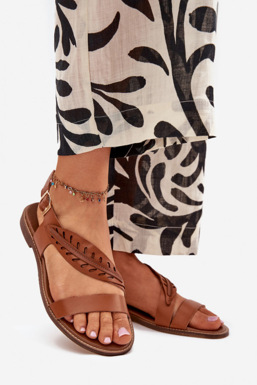 PealistesandaalidPealturalnej Skóry laiade nööridega Zazoo 3564 pruunid värvi PealistesandaalidPealturalnej Skóry laiade nööridega Zazoo 3564 pruunid värvi