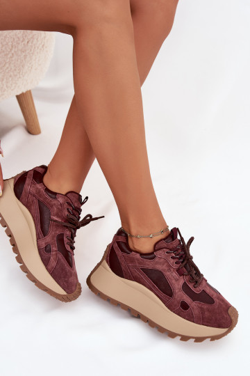 Pealhk Sneakers tüüpi jalanõud platvormiga Pealiste omad Big Star SS274625 HI-POLY SYSTEM bordoo-värvi