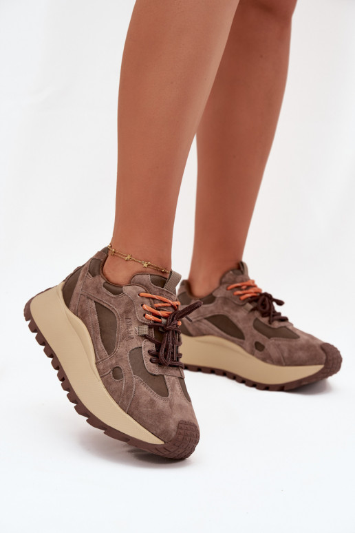 Pealhk Sneakers tüüpi jalanõud platvormiga Pealiste omad Big Star SS274627 HI-POLY SYSTEM beeži värvi