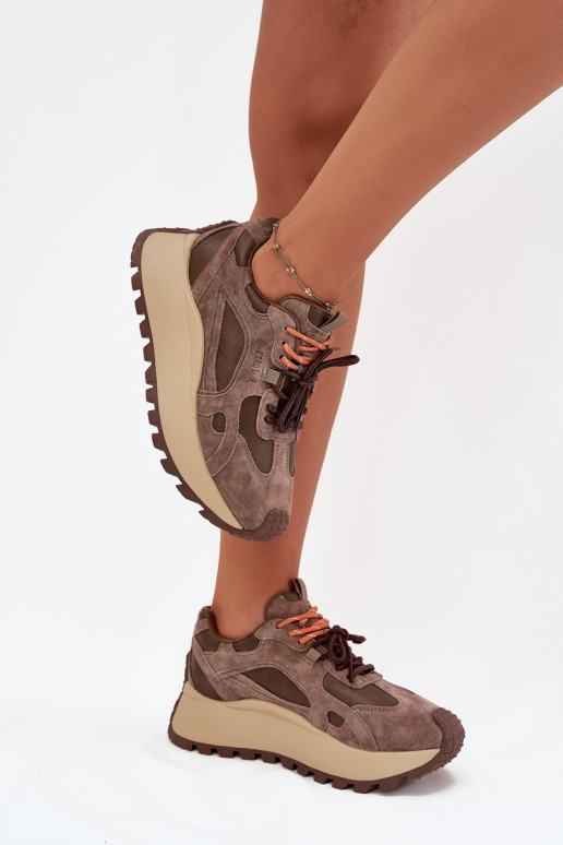 Pealhk Sneakers tüüpi jalanõud platvormiga Pealiste omad Big Star SS274627 HI-POLY SYSTEM beeži värvi