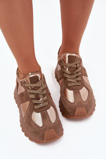 seemisnakhsed Sneakers tüüpi jalanõud Pealiste omad voodriga platvormiga Big Star OO274A218 HI-POLY SYSTEM pruunid värvi