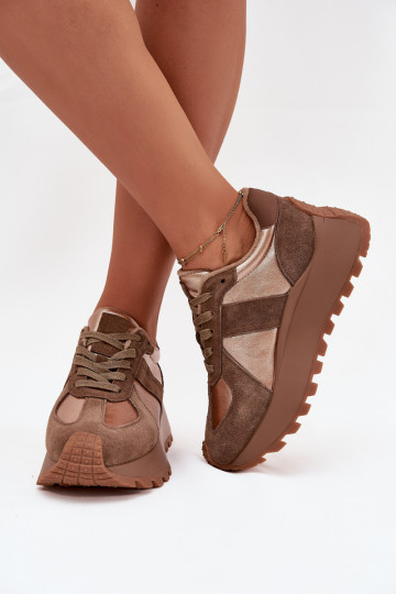 seemisnakhsed Sneakers tüüpi jalanõud Pealiste omad voodriga platvormiga Big Star OO274A218 HI-POLY SYSTEM pruunid värvi 2