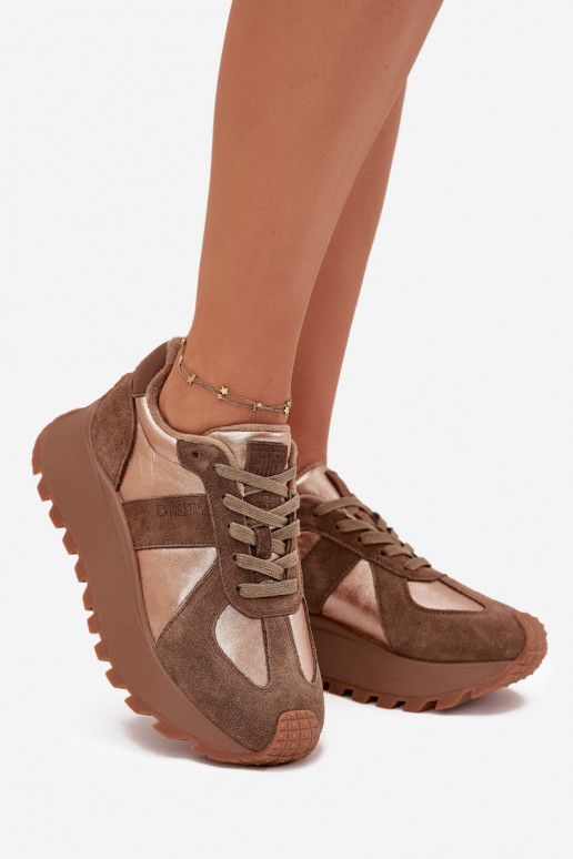 seemisnakhsed Sneakers tüüpi jalanõud Pealiste omad voodriga platvormiga Big Star OO274A218 HI-POLY SYSTEM pruunid värvi seemisnakhsed Sneakers tüüpi jalanõud Pealiste omad voodriga platvormiga Big Star OO274A218 HI-POLY SYSTEM pruunid värvi