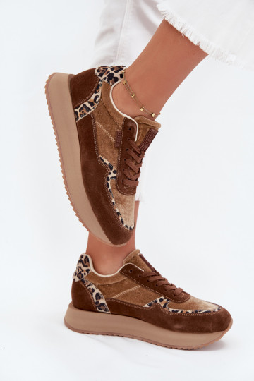 seemisnakhsed Sneakers tüüpi jalanõud Pealiste omad Big Star OO274A313 HI-POLY SYSTEM pruunid värvi leopardimustriga