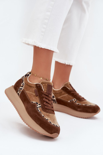 seemisnakhsed Sneakers tüüpi jalanõud Pealiste omad Big Star OO274A313 HI-POLY SYSTEM pruunid värvi leopardimustriga 2