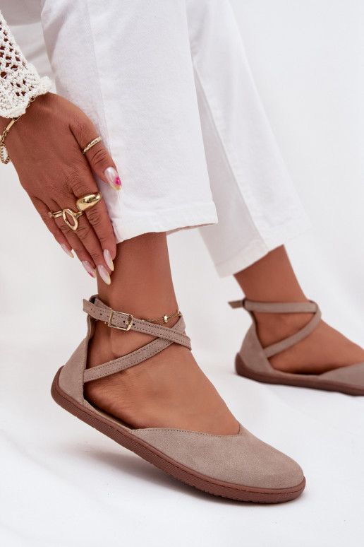 Seemisnahast baleriinad Pealiste omad Barefoot Triipudega Zazoo 191 Halli värvi Seemisnahast baleriinad Pealiste omad Barefoot Triipudega Zazoo 191 Halli värvi