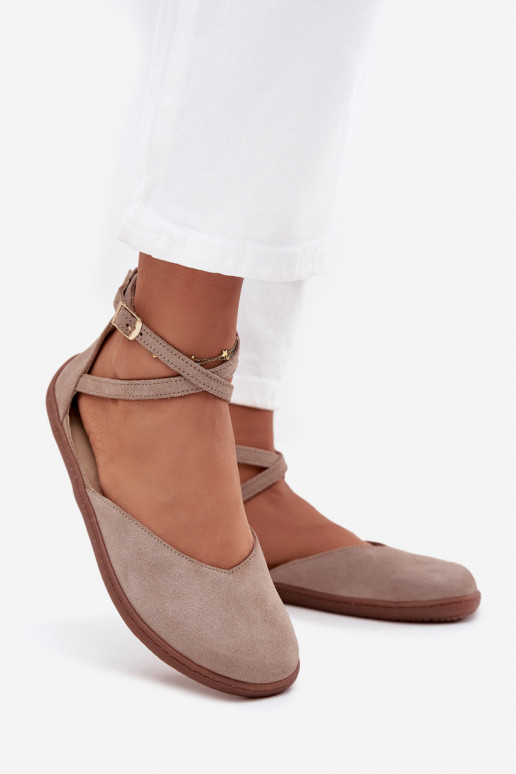 Seemisnahast baleriinad Pealiste omad Barefoot Triipudega Zazoo 191 Halli värvi Seemisnahast baleriinad Pealiste omad Barefoot Triipudega Zazoo 191 Halli värvi