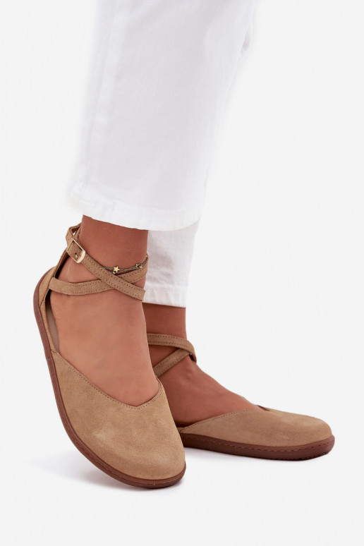 Seemisnahast baleriinad Pealiste omad Barefoot Triipudega Zazoo 191 beeži värvi Seemisnahast baleriinad Pealiste omad Barefoot Triipudega Zazoo 191 beeži värvi