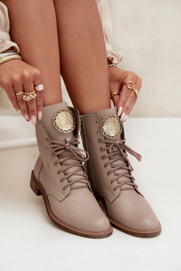 Pealhk Pealiste poolsaapad laiade nööridega Ze Kuldset värvim Detalem Zazoo 3084 beeži värvi