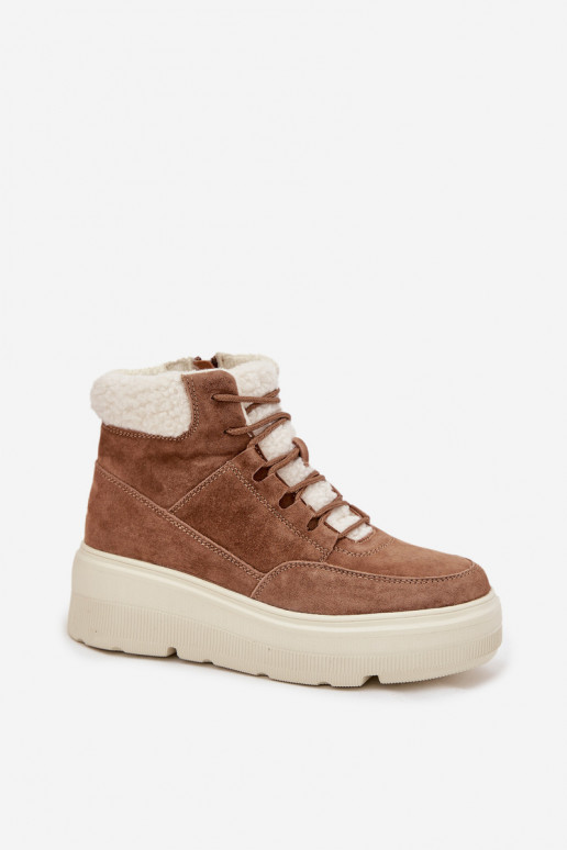 seemisnakhsed nööpidega lumesaapad Pealiste omad soojad saapad platvormiga Vinceza 95354 pruunid värvi