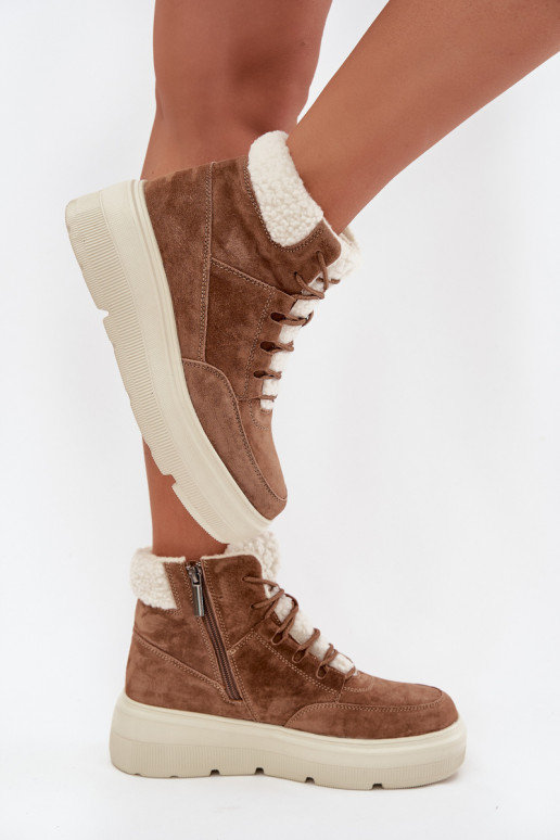 seemisnakhsed nööpidega lumesaapad Pealiste omad soojad saapad platvormiga Vinceza 95354 pruunid värvi