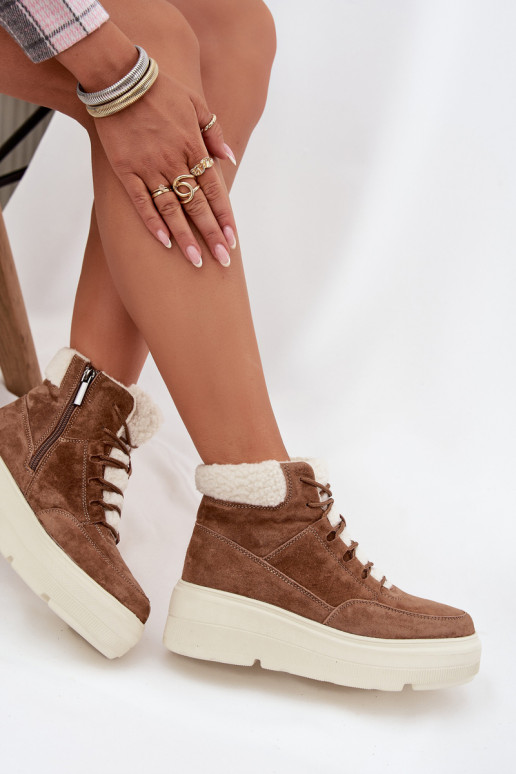 seemisnakhsed nööpidega lumesaapad Pealiste omad soojad saapad platvormiga Vinceza 95354 pruunid värvi