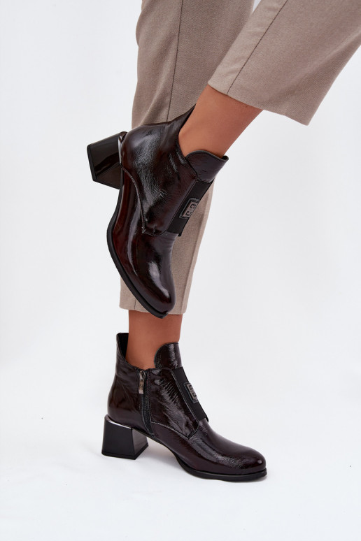 Pealhk Laque Pealiste poolsaapad Klockis Koos Ornate Detalem voodriga Zazoo 60560 bordoo-värvi