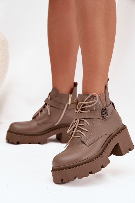 Pealhk Pealiste poolsaapad Klockis dekoreeritud kontsaga voodriga Zazoo 60557 beeži värvi