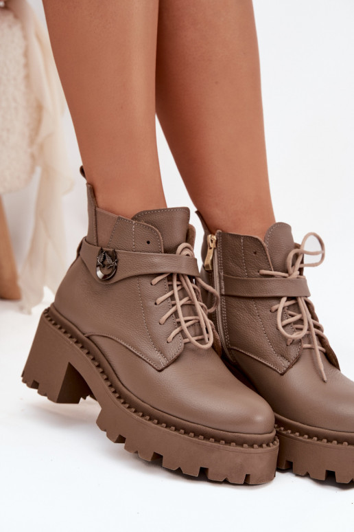 Pealhk Pealiste poolsaapad Klockis dekoreeritud kontsaga voodriga Zazoo 60557 beeži värvi