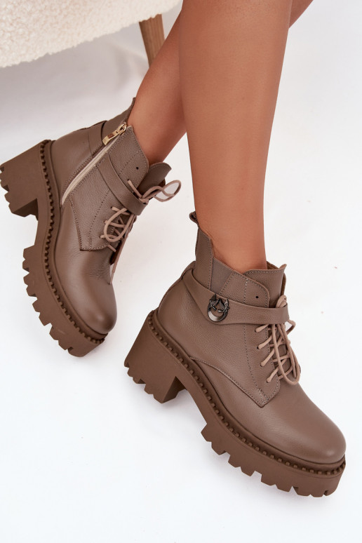 Pealhk Pealiste poolsaapad Klockis dekoreeritud kontsaga voodriga Zazoo 60557 beeži värvi