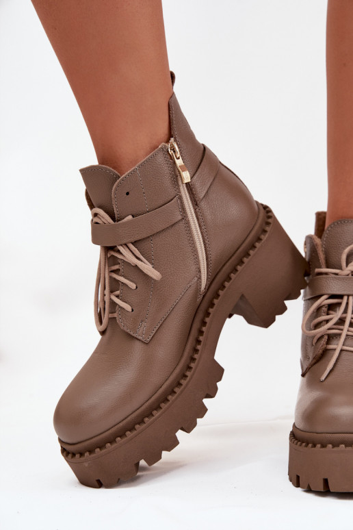 Pealhk Pealiste poolsaapad Klockis dekoreeritud kontsaga voodriga Zazoo 60557 beeži värvi