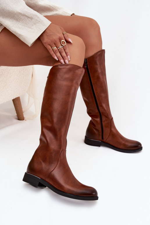 Pealhk naiste pika säärega saapad laiade nööridega voodriga Zazoo 70150 pruunid värvi Pealhk naiste pika säärega saapad laiade nööridega voodriga Zazoo 70150 pruunid värvi