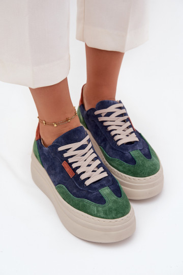 seemisnakhsed Sneakers tüüpi jalanõud Pealiste omad platvormiga Zazoo N1269S3 roheline-tumesinist värvi