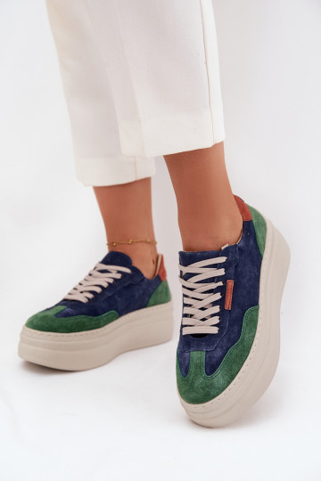 seemisnakhsed Sneakers tüüpi jalanõud Pealiste omad platvormiga Zazoo N1269S3 roheline-tumesinist värvi 2
