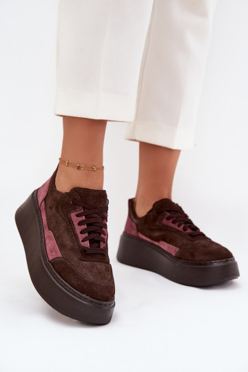 Sneakers tüüpi jalanõud Pealiste omadPealturalnego seemisnakhsedu platvormiga Zazoo N1265S3 Czekoladosissee 2