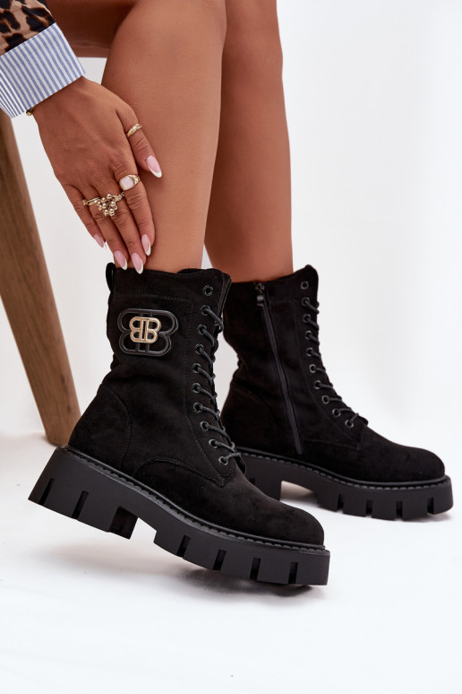 Soojad poolsaapad ja nokerid naistele punase värvi ornamentidega Melisse