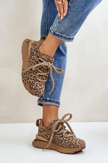 seemisnakhsed Sneakers tüüpi jalanõud Pealiste omad platvormigaGrubym Paeladm leopardimustriga Artiker 55C0135 pruunid värvi