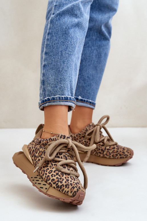 seemisnakhsed Sneakers tüüpi jalanõud Pealiste omad platvormigaGrubym Paeladm leopardimustriga Artiker 55C0135 pruunid värvi