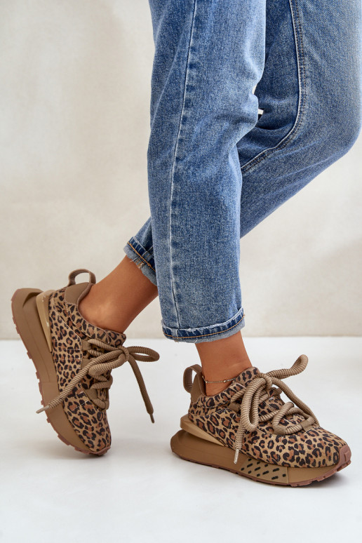 seemisnakhsed Sneakers tüüpi jalanõud Pealiste omad platvormigaGrubym Paeladm leopardimustriga Artiker 55C0135 pruunid värvi